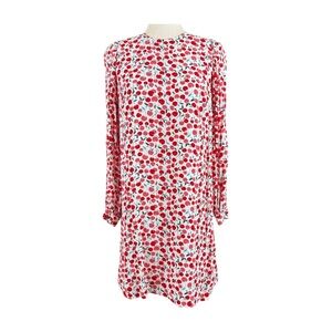 ANN TAYLOR LOFT RED AND WHITE CHERRY DRESS, SIZE S